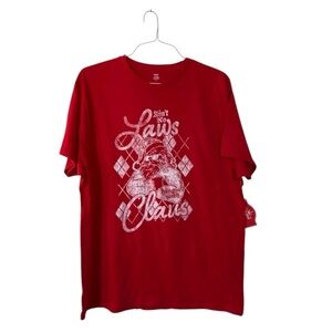 Holiday Time Red Santa Claus Graphic T Shirt Men’s Christmas Tee NEW